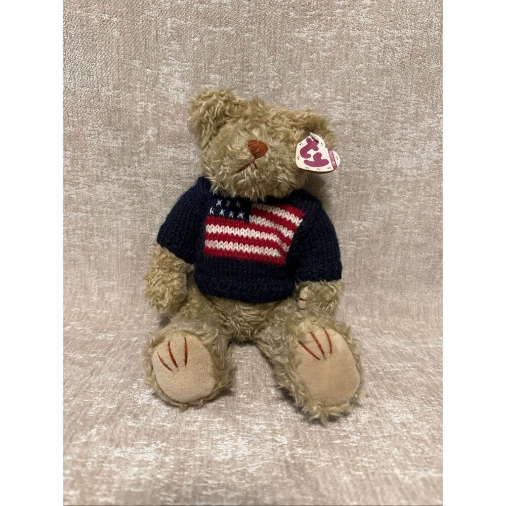 Vtg TY Attic Treasure Kids Grant the Bear 1993 Collectible Plushie Toy Tan OS